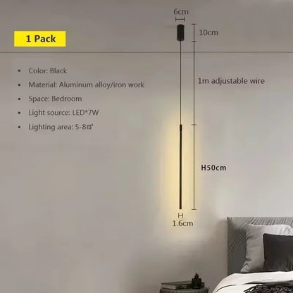 Modern LED Long Pendant Lights for Dining Room Bedroom Bedside Hanging Lamp Background Chandeliers Design Line Lighting Fixtures