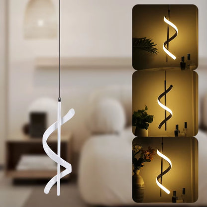 Nordic Spiral Chandelier Minimalist Modern Atmosphere Chandelier Metal Spiral Pendant Lamp for Ceiling Fixtures Lighting